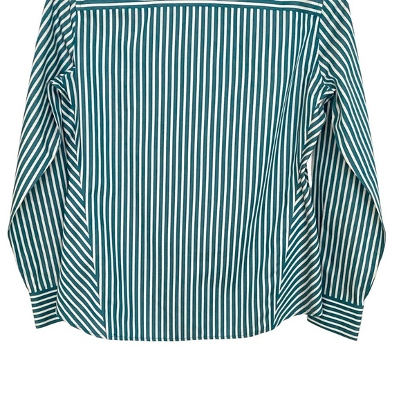 Fox Croft NYC Green/White Striped Heritage Non-Iron Button Down Shirt - Picture 6 of 13